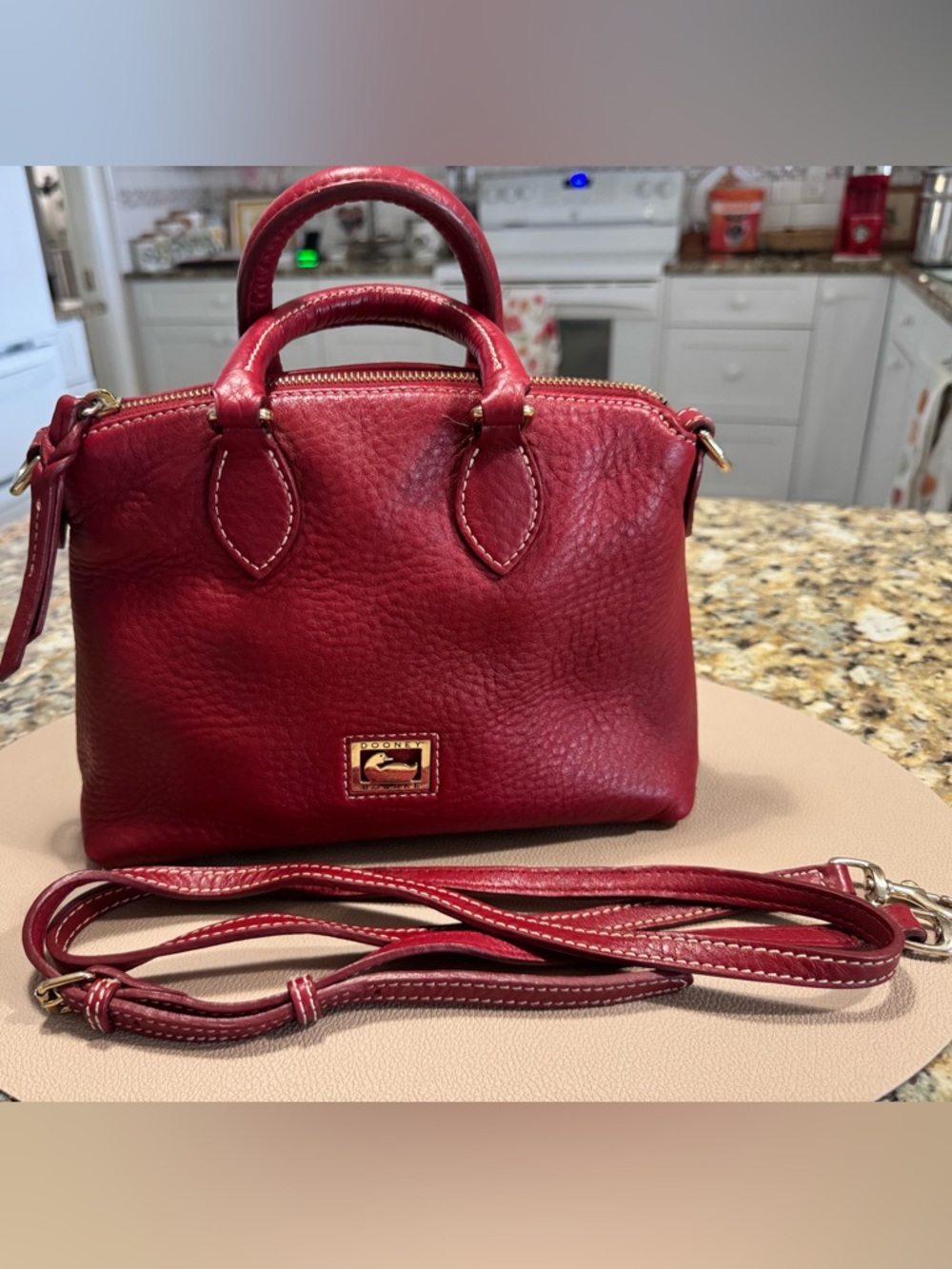 Dooney & Bourke Red Pebbled Leather Satchel